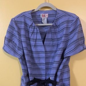 Vintage Striped Short-Sleeved Suit Jacket